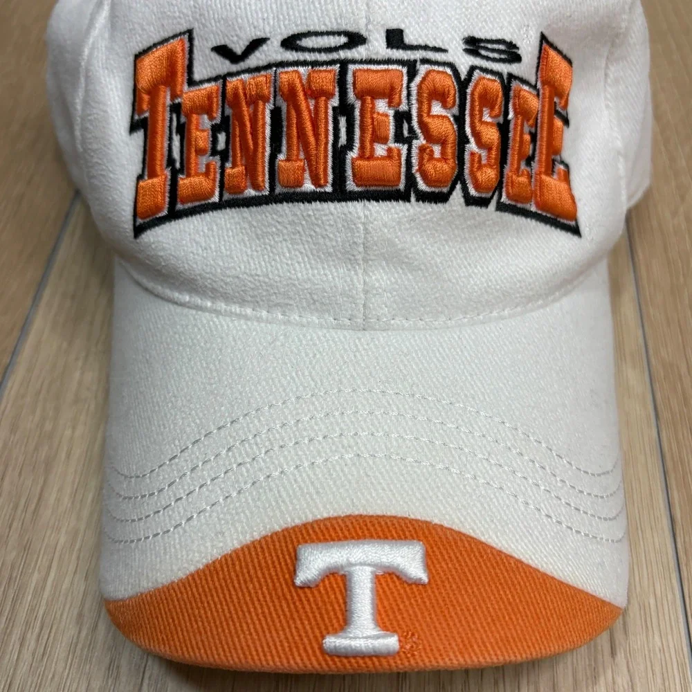 Vintage Tennessee Volunteers Vols Hat White Orange Strap Adjustable Cap Y2K